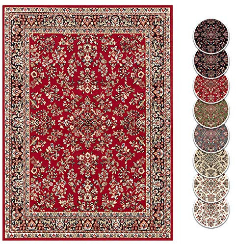 Teppich Boss - Design Kurzflor Orient Teppich Zabul orientalisch Perser Look, Farbe:Rot, Größe:80x150 cm