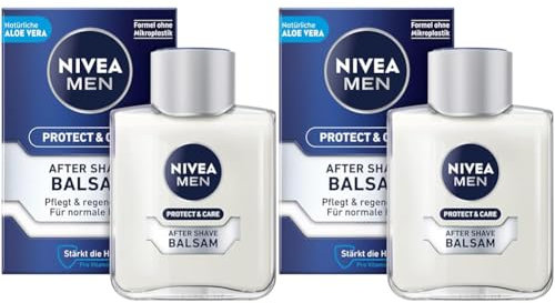 NIVEA MEN Protect & Care After Shave Balsam (100 ml), beruhigendes After Shave, Hautpflege nach der Rasur mit Aloe Vera und Pro Vitamin B5 (Packung mit 2)