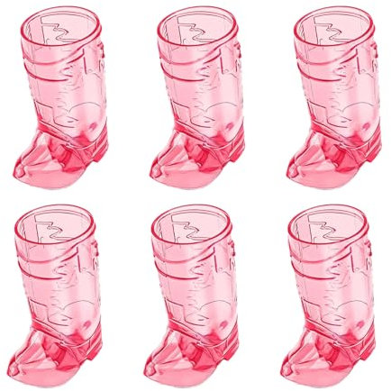 RmKbe 6pcs Mini Cute Cowboy Boot Shot Glasses Western Cowboy Plastic Cups Reusable Plastic Boot Cups Cowboy Mini Beer Mugs for Cowboy Bachelorette Theme Party Supplies