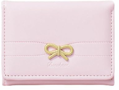 TOFBS Geldbörse Damen PU Leder Portmonee Niedliche Schleife Dreifach Gefaltet Portemonnaie Kleine Kurzformat Portemonnaie Viele Fächer mit Ausweisfenster(Rosa)