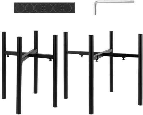 KOHAND 2 Pack Black Plant Pot Stands, Adjustable Width 21-35 CM Plant Pot Stands, Detachable Metal Flower Pot Stands for Home Garden Flower Pot Display Decoration