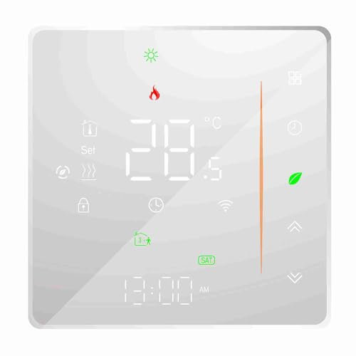 SHUAIGUO WiFi Smart Thermostat Temperaturregler Wöchentlich programmierbar Unterstützt Touch Control/Mobile APP/Sprachsteuerung Kompatibel mit Alexa/Home, für Wasserheizung 5A Weiß