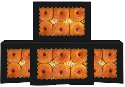 Gcardist 15 Stück Schwarz Keksdose mit Fenster 22,86x15,24x6,35cm Gebäck Macaron Bäckerei Box für Verpackung(9x6x2.5 inch)