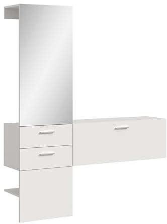 xonox.home - Garderobenkombination Vaga 2-tlg. Set 156x190x36 cm in weiß Melamin - Garderobenschrank Flurmöbel Eingangsbereich Dielenmöbel - robust und langlebig