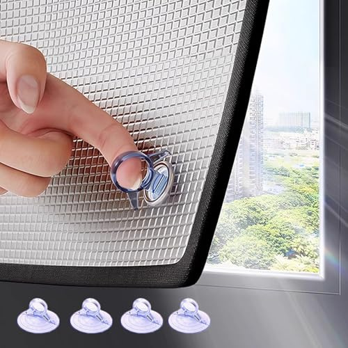 Heat Reflective Window Films, Thermal Insulation Window Tinting Film with Metal Holes and Suckers, Double Sided Aluminium Foil Sheet Attic Door and Roof Cover