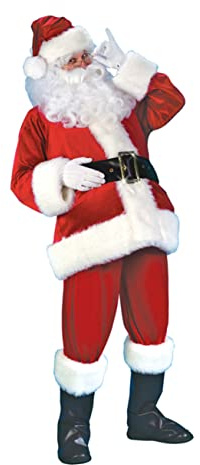 TOPPERFUN Santa Claus Costume 7Pcs Set Unisex Design for Christmas Party Cosplay Hat Beard Gloves Boots Size M