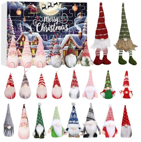 Wichtel Adventskalender 2025-24 Tage Weihnachtswichtel Countdown-Kalender,24 Stück Weihnachten Wichtel Figuren, Gnome Plüsch Puppe Für Erwachsene Junge Mädchen Partyzimmer Tischdekoration Kaminsims