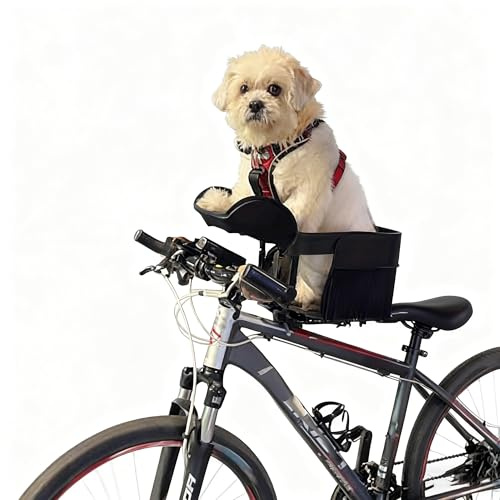 Front Bike Dog Seat & Pet Basket – Quick Release, Secure Safety Straps, Breathable Mesh Sides & Thick Cushion, Fits Most Bicycles – Small Pet Carrier for Dogs/Cats
