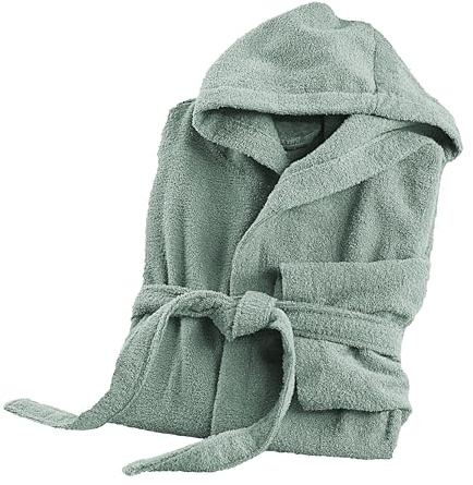 Ruggeri Accappatoio Cotone con Cappuccio Cintura Tasche, Verde Taglia S/M