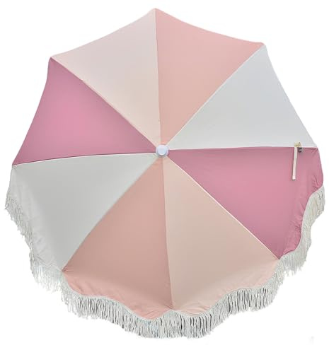 Générique Parasol De Jardin À Rayures Multicolores avec Franges Parasols De Plage Style Bohème pour Patio Design Inclinable Base Non Incluse pour Pelouses Piscines(Multicolor C)