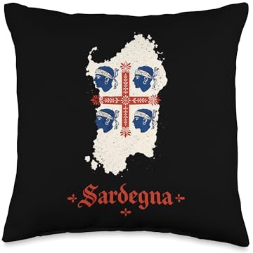 Sardegna Map Four Moors Sardinia Italy Pride Design Throw Pillow