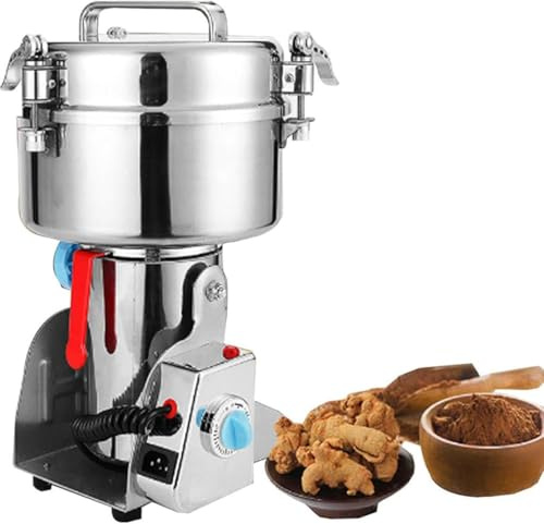 Molinillo De Grano Eléctrico - Molino De Especias Comercial Máquina De Polvo, Molino De Alimentación Seca para Hierbas, Especias, Pimienta, Café, Maíz, para Cocina, Hogar Y Comercial, 2000g