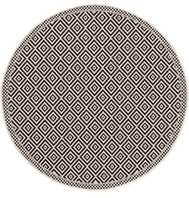 benuta Nest Teppich Cleo - Weiß/Schwarz 120 cm rund - Kunstfaser - Outdoor geeignet - rund & im Style: Geometrisch, Zickzack, Boho-Style - Pflegeleicht für Wohnzimmer Schlafzimmer