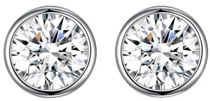 Hasnsofie Silber Ohrstecker 925 Ohrringe, 925 Sterling Silber 8mm Rund Klein Ohrstecker Ohrringe, Unisex Silber Ohrringe für Damen Herren Schwarz/Lila/Aurore Boreale/Blau/Rot/Weiß/Grün