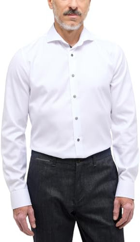 eterna Langarm Hemd Slim Fit Twill unifarben,43,weiss