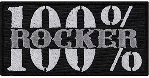 Rocker tygmärke 100 % Rocker påstrykning biker patch för att sy/stryka på | Jeans lappar/strykbilder motorcykeltillbehör rockabilly rock n' rulle applikation för alla tyger | 100 x 50 mm