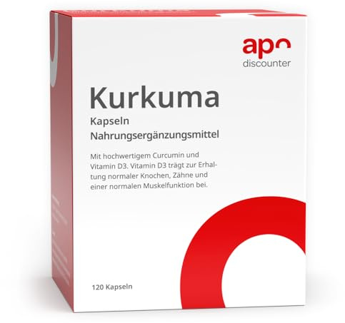 Kurkuma Kapseln mit Vitamin D3 von apodiscounter 120 stk