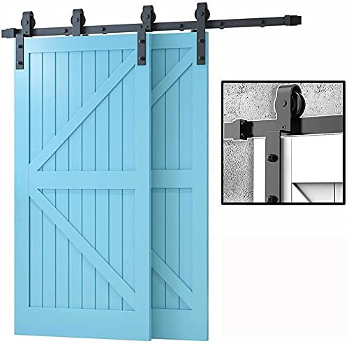 LSDRALOBPOI Schiebetürsystem Rollenführung Bodenführung Schiebe-Scheunentor-Hardware-Schiene gebogenes Aufhängungssystem Schiebe-Scheunentor 714(Color:6.6ft 2000mm)