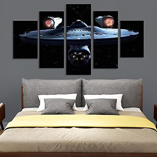 Wondbeau Leinwanddrucke Modulare Wandkunst Wandaufkleber 5 Teiliges Wandbild Druck auf Leinwand Malerei Moderne Abstrakte Poster Mit Rahmen M/100cm×50cm Neuer Star Film,Raumschiff