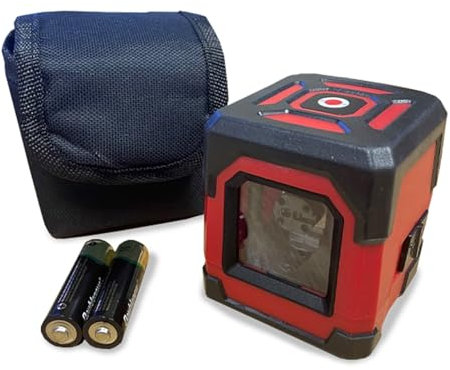 LUMBER JACK Cross Line Laser Level Horizontal and Vertical 360 Degree Self-Leveling Tool with Manual Mode IP54 Shockproof, Batteries Included
