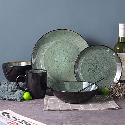 Brigtviee Vajillas Completas Modernas de 60 Piezas Vajillas de Porcelana para 12 Personas - Juego de Vajilla Combinada de Porcelana con 24 Cuencos, 12 Tazas, 12 Platos de Postre y 12 Platos de Cena