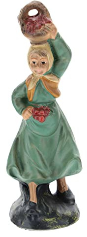 Shepherdess Carrying Apples in Colored Plaster, for 10 cm Arte Barsanti Nativity
