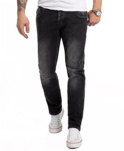Rock Creek Herren Jeans Regular Fit Stretch Jeans Männerhose Herrenjeans Denim Hosen Herrenhose Straight Cut Stonewashed RC-2273 Dunkelgrau W44 L36
