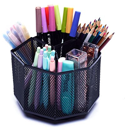 EXERZ 360 Drehbarer Schreibtisch-Organizer, Spinnen Halter, Drehbares Aufbewahrungssystem. Rutschfeste Basis. Für Schreibwaren, Kosmetik, Kunsthandwerk.