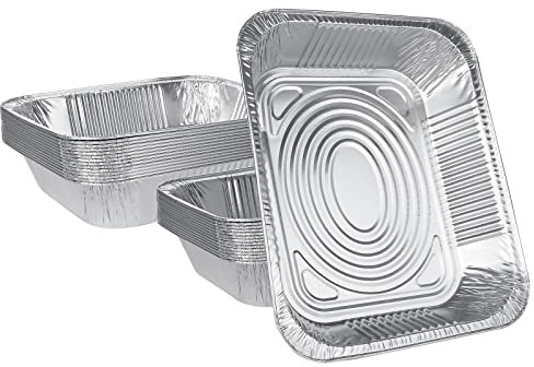 JMIATRY 30 Pcs Large Disposable Aluminium Foil Trays, 32.5x26.2x6.3cm Tin Foil Tray, 3500ml Catering Trays Foils Food Containers for Baking, Roasting, BBQ and Cooking