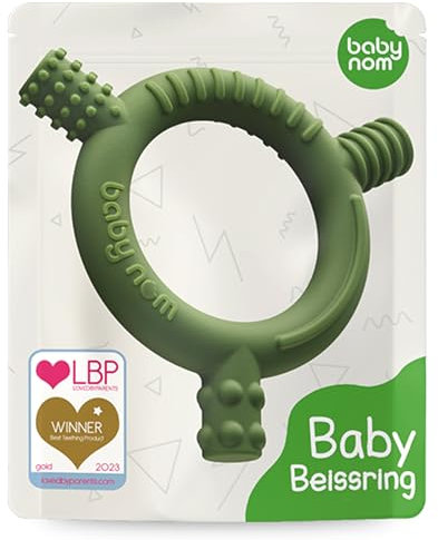 Baby Nom ® Beißring für Baby - Zahnungshilfe für Baby, BPA-Frei 100% Lebensmittelechtes Silikon Beißring für Baby, Silikon Beissring für Baby zum Zahnen, Kühlender Beissring für Baby ab 3 Monate