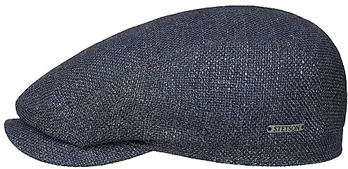 Stetson Taleco Schirmmütze Flatcap Uni einfarbig Made in EU Damen Herren Sommer Winter blau-grau 60 cm