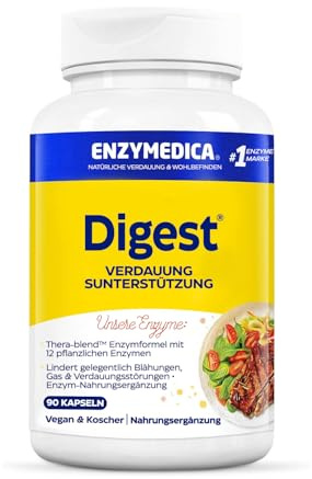 Enzymedica, Digest, Integratore Alimentare a Base di Enzimi ad Azione Rapida, Riduce Gonfiore e Irregolarità, Gluten Free, Senza Lattosio, Vegetariano, 90 Capsule