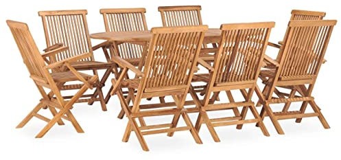 heybb 9-TLG. Garten-Essgruppe Klappbar Massivholz Teak Eckbank Bezug Balkon Sessel