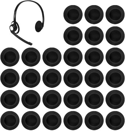 Lot de 30 coussinets d'oreille ronds de rechange en mousse (5 cm) - Antidérapants - Accessoires pour casque supra-auriculaire - Universels - Pour Pc130, Pc131, Px100, H500 - Noir