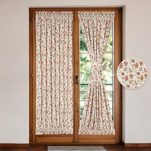 Moslovstar Juego de 2 cortinas de lino para puerta francesa, elegante cortina de puerta delantera, con doble bolsillo para cortinero incluido, 54 pulgadas de ancho x 72 pulgadas de largo