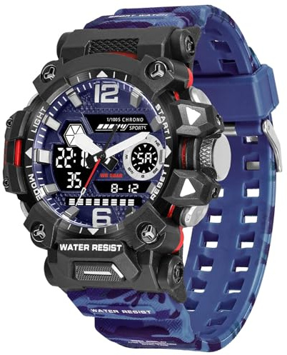 Militär Uhr Herren Armbanduhr Camouflage Digitaluhr 5 ATM Wasserdicht Military Watch Tactical Outdoor Digital Herrenuhr Schwarz Grün Jungen Sportuhr Männer Chronograph Herren Stoppuhr Sport Wecker