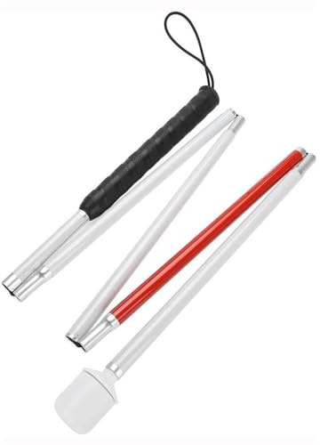 Blind personer hopfällbar käpp - 54 tums hopfällbar vit käpp med belysning och larmfunktion for blinda och synskadade produkter/1139 (Color : White, Size : 132.5cm)