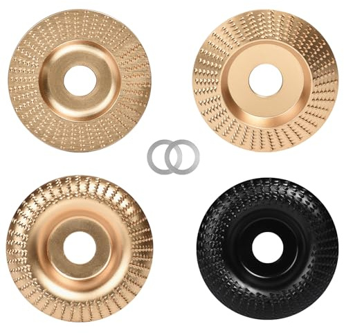 4 Stück Holz Schleifscheibe Raspelscheibe Set für Winkelschleifer, | Holzschnitzscheibe Holz Hartmetall Holzarbeitungswerkzeug Winkelschleifer zum Formen, SchleifenundSchneiden 100/22mm