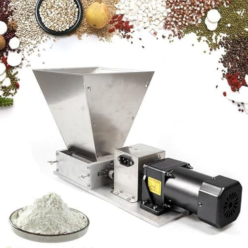 Molinillo de grano eléctrico, molinillo de maíz de acero inoxidable de 60 W con molinillo de grano de espacio ajustable de 2 rodillos, velocidad de funcionamiento de 75 rpm, trituradora de grano