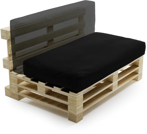 bananair - Pallet Cushions Outdoor - Waterproof & UV Resistant Fabric - Comfortable Foam Padded Garden Furniture Cushions (Versatile Seat/Backrest Pallet Cushion 120x60 cm, Black)
