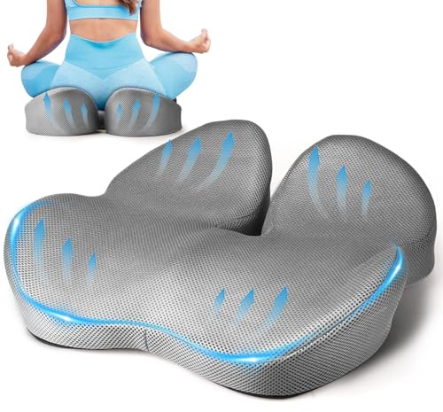 Nauotk Sitzkissen Orthopädischer Sitzring, Steißbein-Sitzkissen, Steißbein-Entlastung für Auto, Sofa, Büro und Rollstuhl, Grau