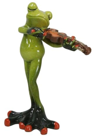 Ebros Gift Classical Strings Symphony Green Toad Frog Playing The Violin Figurine Collectible Home Office Decorative Accent
