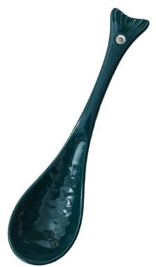 NFOQRVKW Löffel Besteck, Suppenlöffel, Keramik-Fischlöffel, 2er-Set, asiatischer Suppenlöffel, 17 cm, Keramik-Ramenlöffel, Besteck for Suppe, Brei, Dessert, Müsli, Reis, Esslöffel(Green)