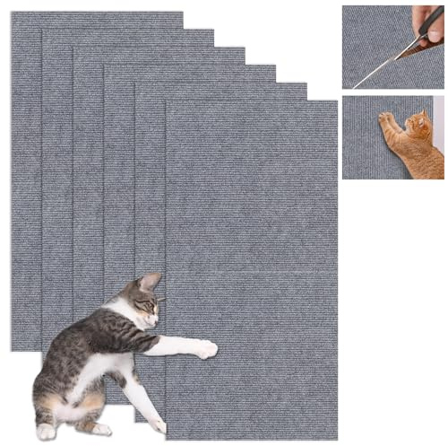 6 Stück Selbstklebend Kratzbretter Katze, 30 * 360 cm Kratzschutz Sofa Katze Hellgrau Climbing Cat Scratcher, DIY Wiederverwendbarer Kratzschutz Katzenkratzmatte ür Schützt Teppiche Sofa Möbelschut