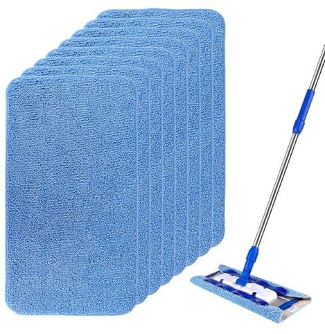 BeiLan Mikrofaser-Wischmopp-Pads, kompatibel mit MR-SIGA Profi-Mopp, Bodenreinigung, Nachfüllpackungen, doppelseitige Verwendung, 8 Stück, Blau