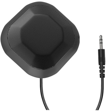 Plmvhpb Microphone de conférence avec prise jack 3,5 mm, condensateur omnidirectionnel 360°, ordinateur, PC, microphone de table, Plug & Play