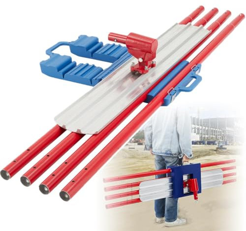 Taloche à Béton 48 X 8 Po Avec 4 Poignées, En Magnésium, à Bout Rond, Avec Boîte à Outils En Plastique, Pour Une Finition Professionnelle Du Béton.