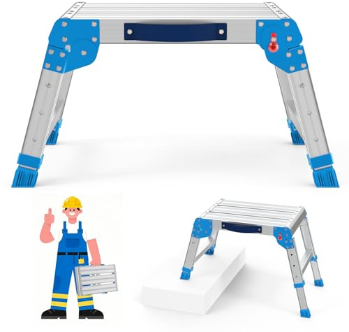 Loyoda Work Platform 440 Lbs, Folding Step Stool with One-Touch Automatic Fold, 3 Height Adjustment Step Platform, Perfect for RV Cleaning, Home Painting and Reaching High Places, Standard