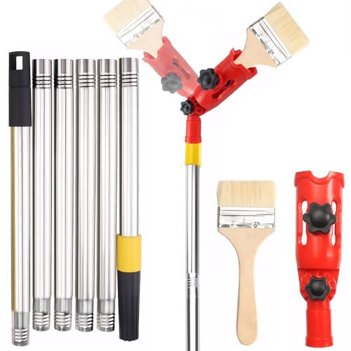 Extendable Paint Brush, Paint Roller Extension Poles, Multi Angle Paints Brushes, Extender Holder, 160° Adjustable Angle for High Ceilings, Corners, Edges