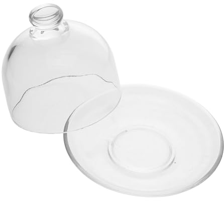 LOPUNER Piatto Decorativo in Vetro Trasparente Con Piedini e Coperchio, Piatto Da Dessert e Snack Per Frutta, Supporto Salvaspazio Per Feste e Rinfreschi